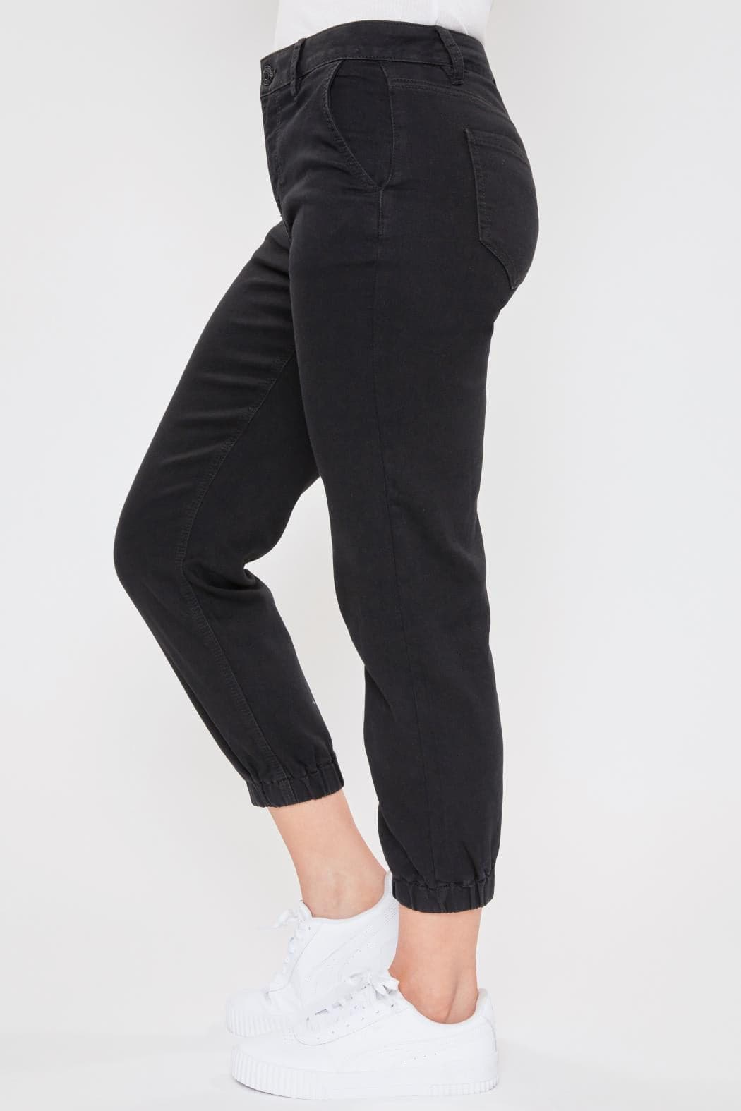 Women's Petite Mid Rise Joggers With Elastic Hem