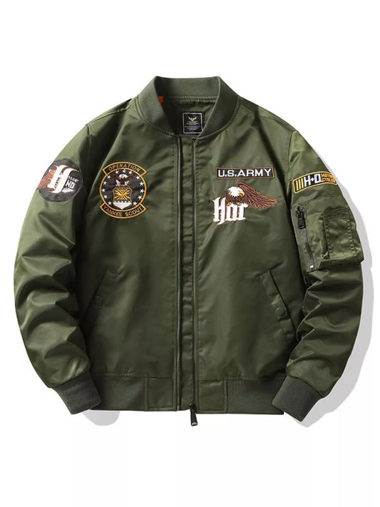 Embroidered Plus Size Bomber Jacket