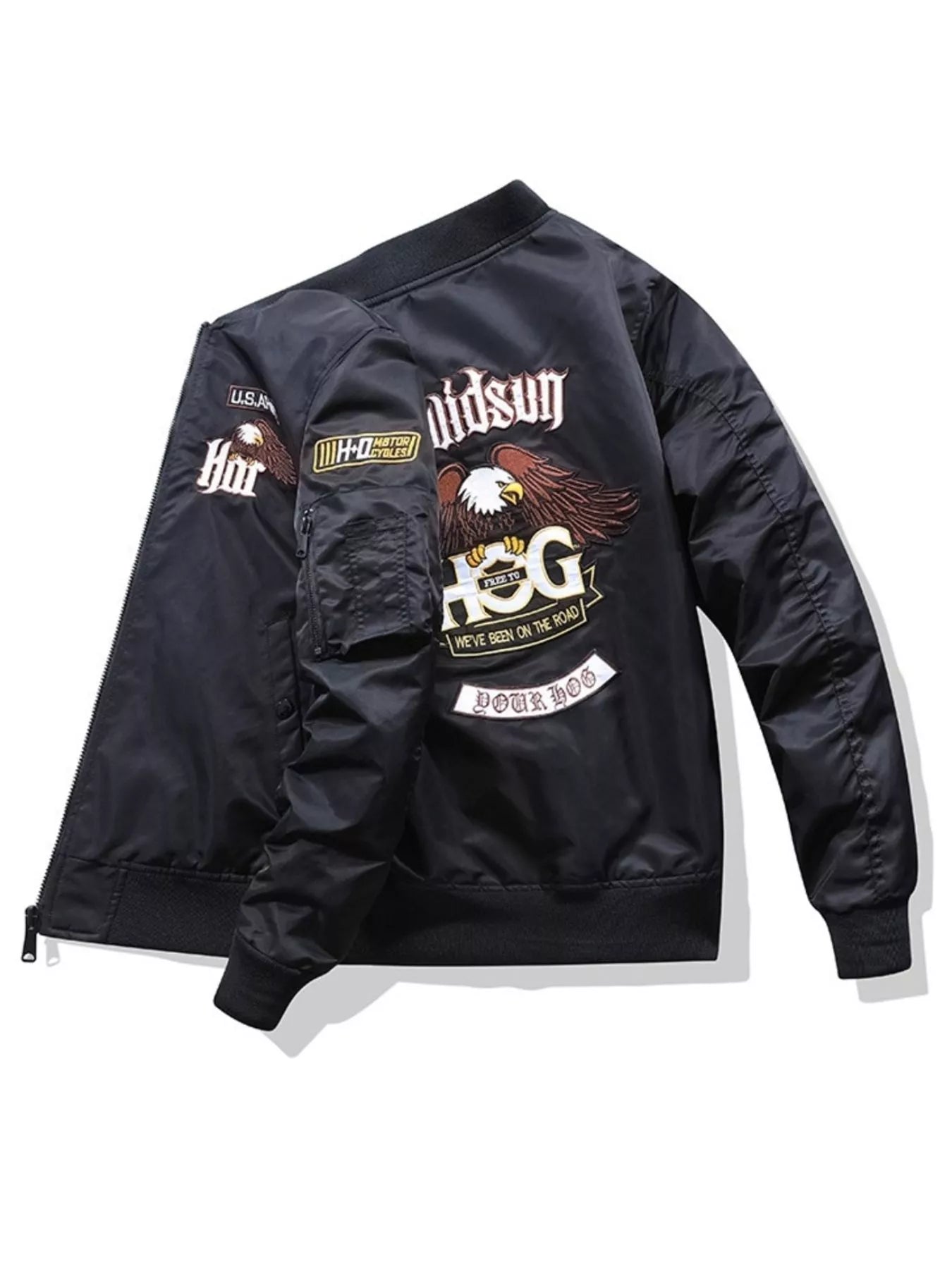 Embroidered Plus Size Bomber Jacket