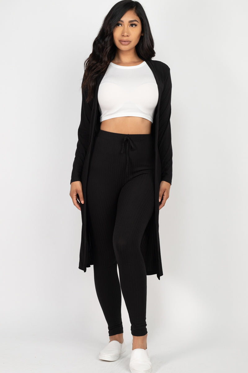 Ribbed Long Cardigan & Leggings Set (CAPELLA)