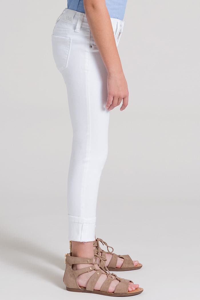 Girls Wide Cuff Denim Skinny Jeans