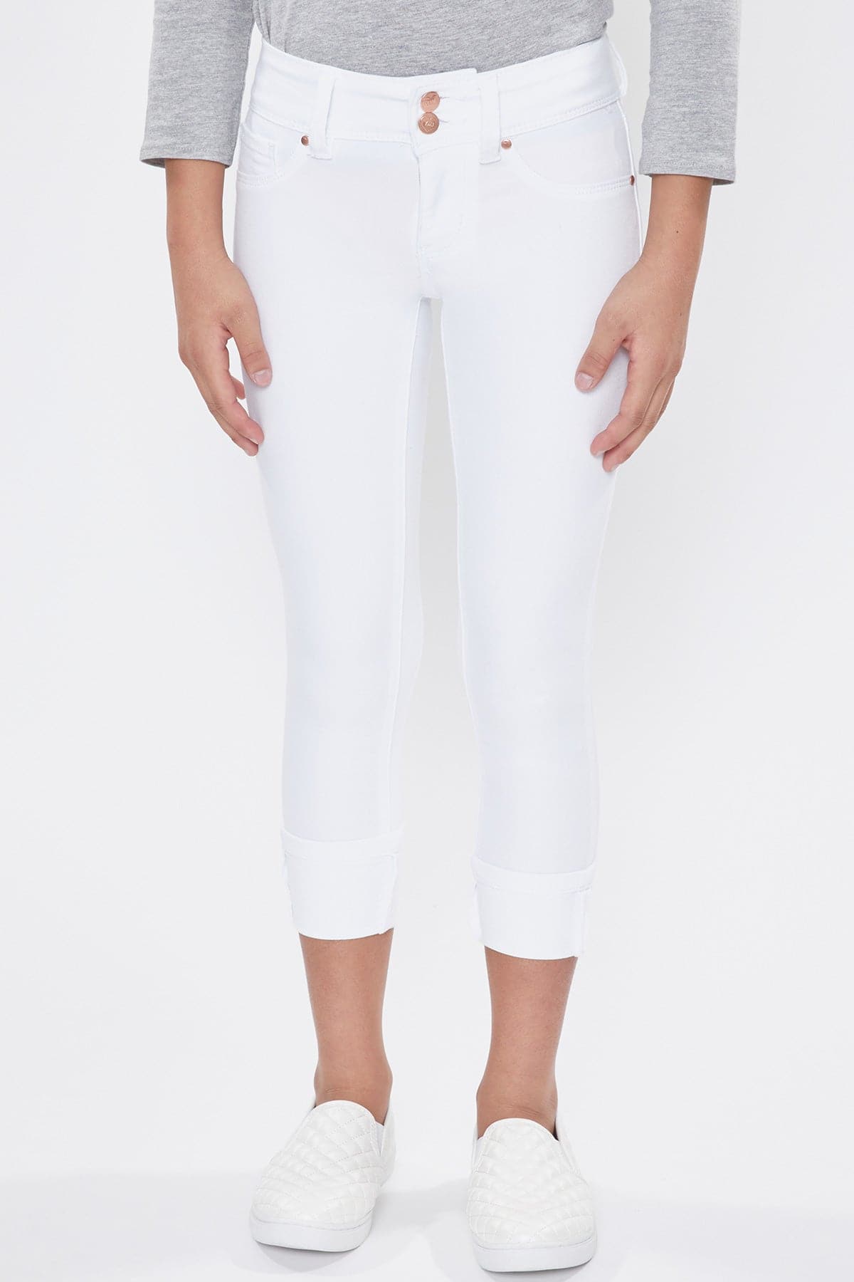 Girls 2 Button Skinny Jeans With Optional Cuff