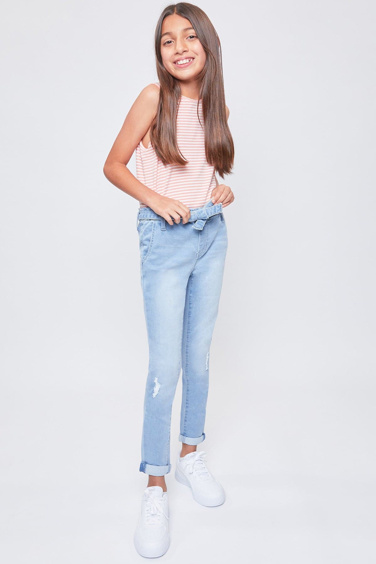 Girls High-Rise Paperbag Pull On Cuffed Skinny