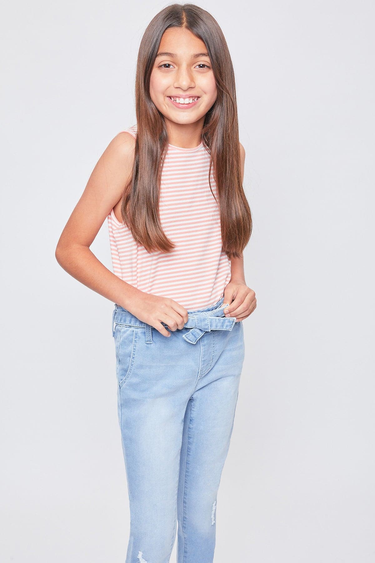 Girls High-Rise Paperbag Pull On Cuffed Skinny