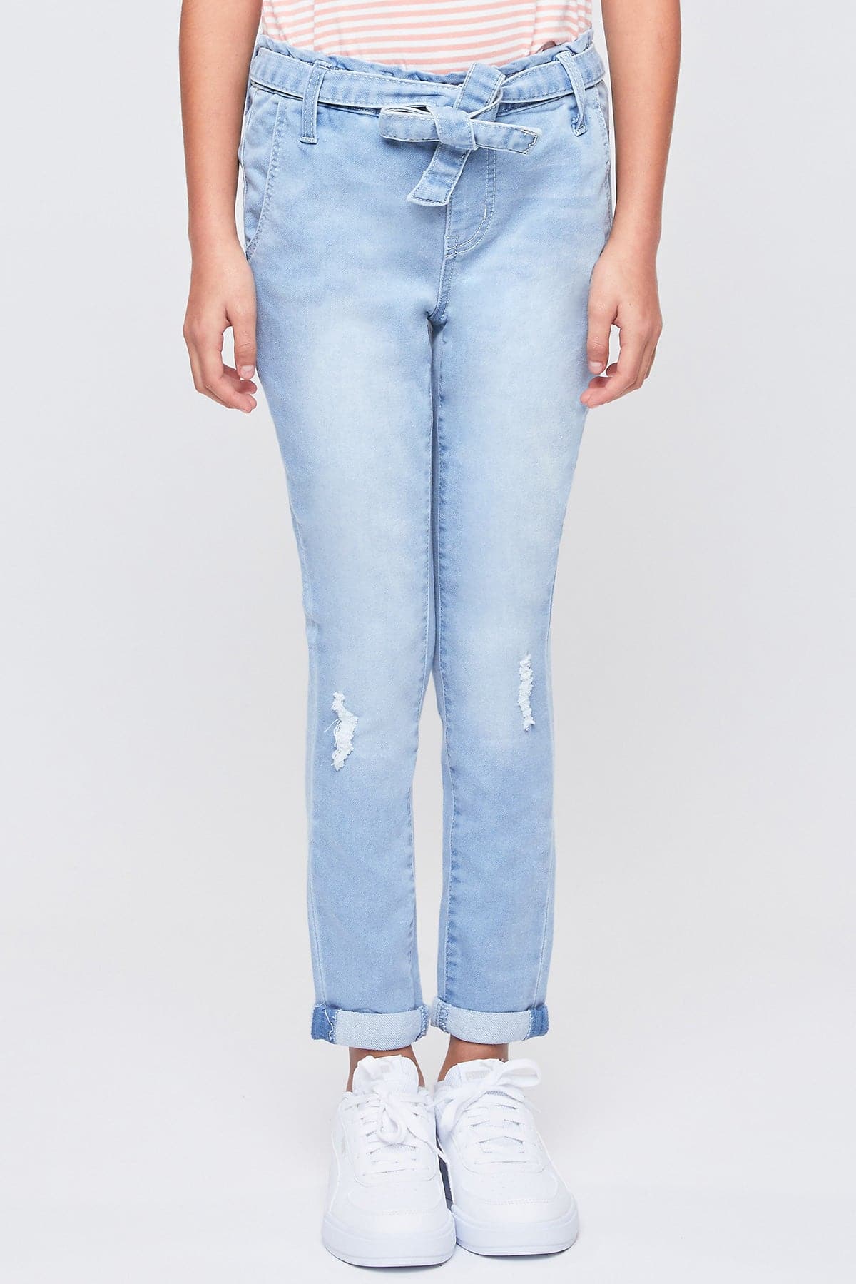 Girls High-Rise Paperbag Pull On Cuffed Skinny