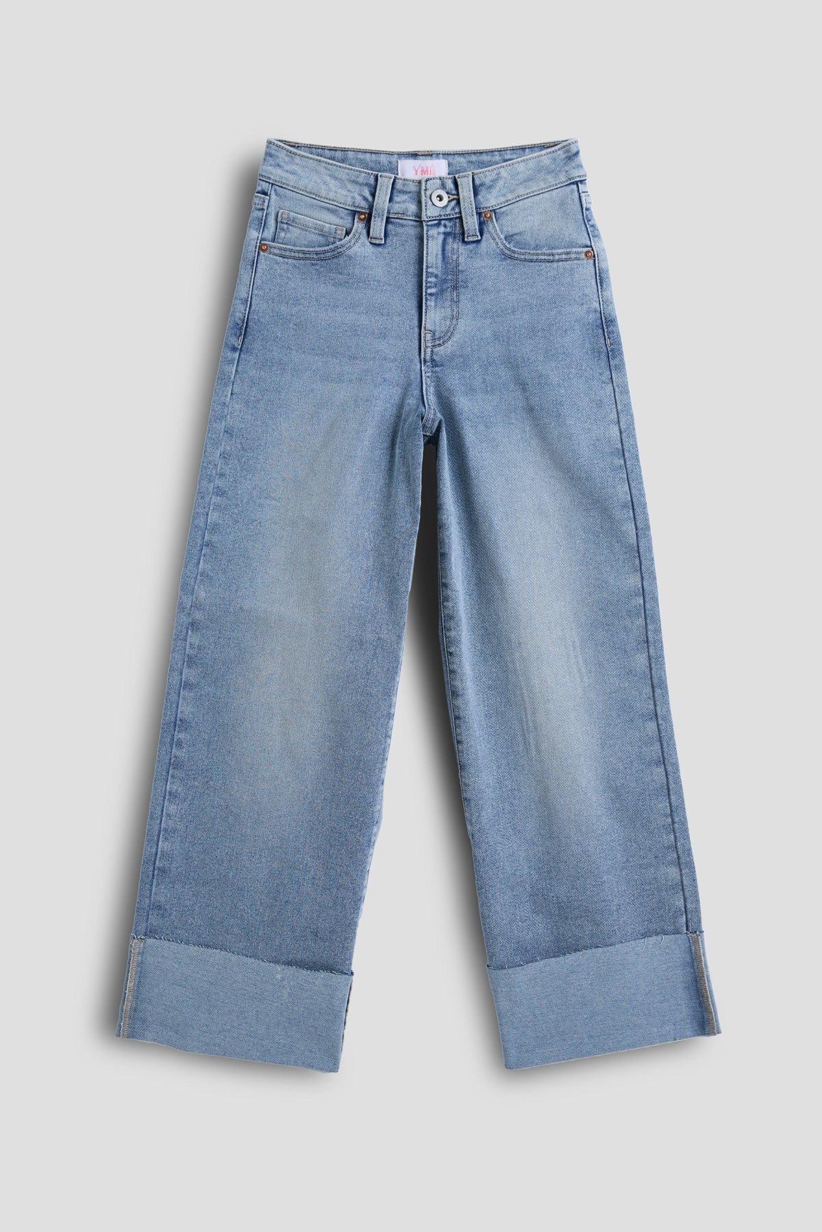 Girls Wide Leg Mega Cuff Raw Hem