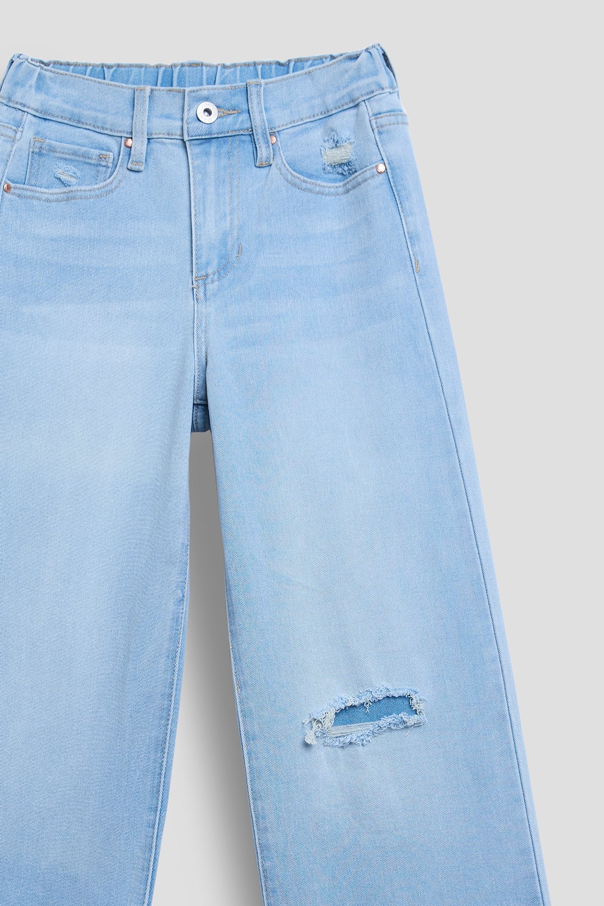 Girls Elastic Back Wide Leg Jeans