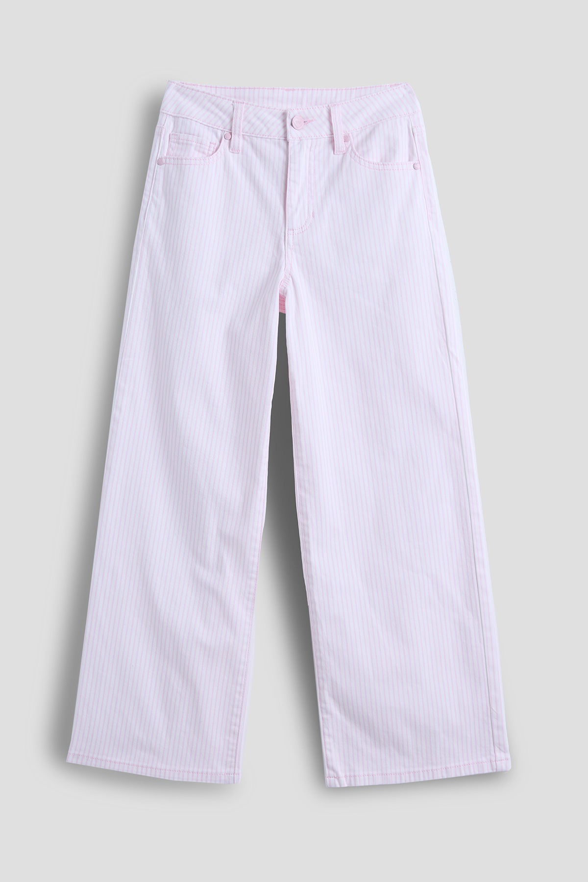 Girls Baby Pink Hickory Stripe Wide Leg Pant