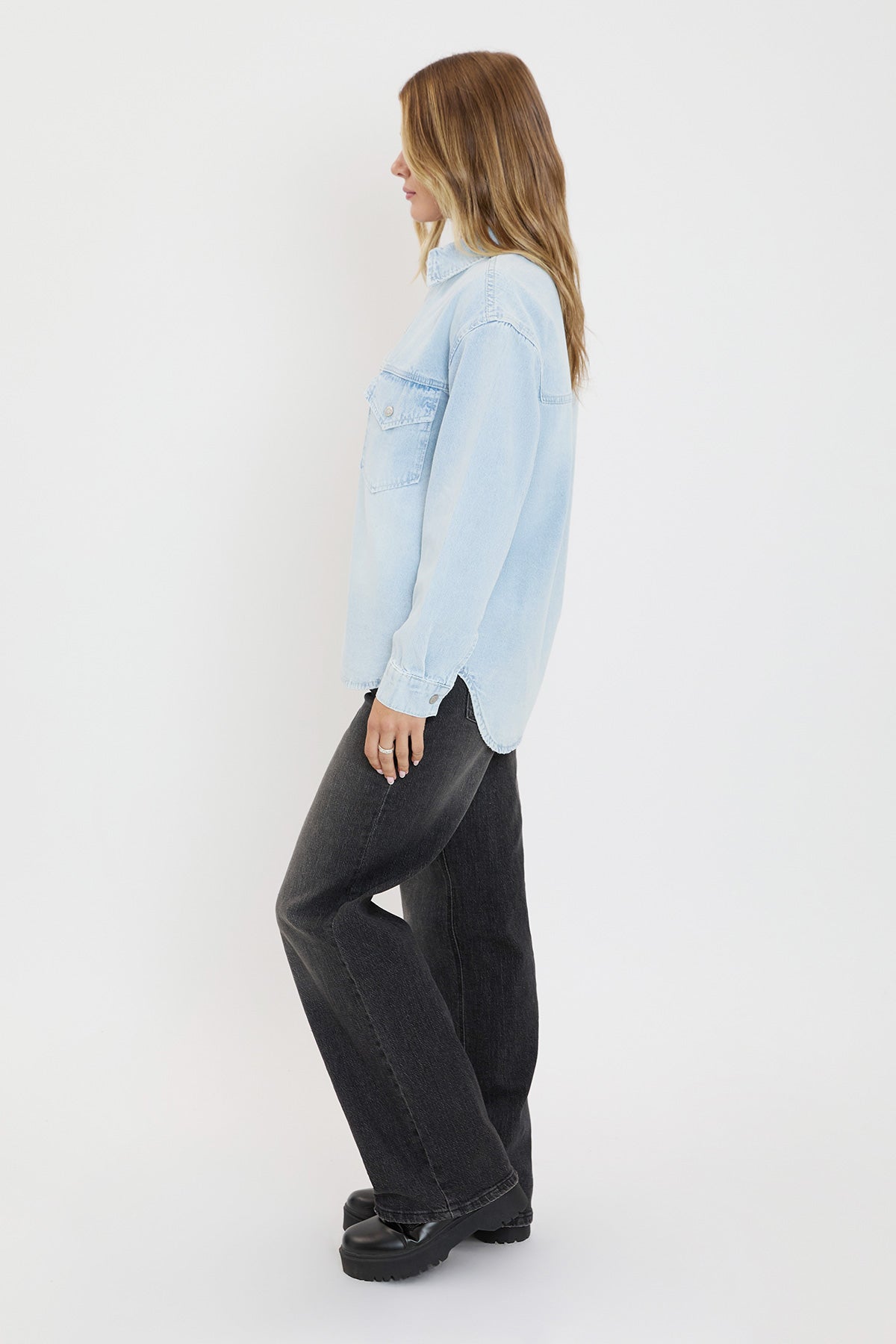 Women's Long Sleeve Denim Oversized Shacket