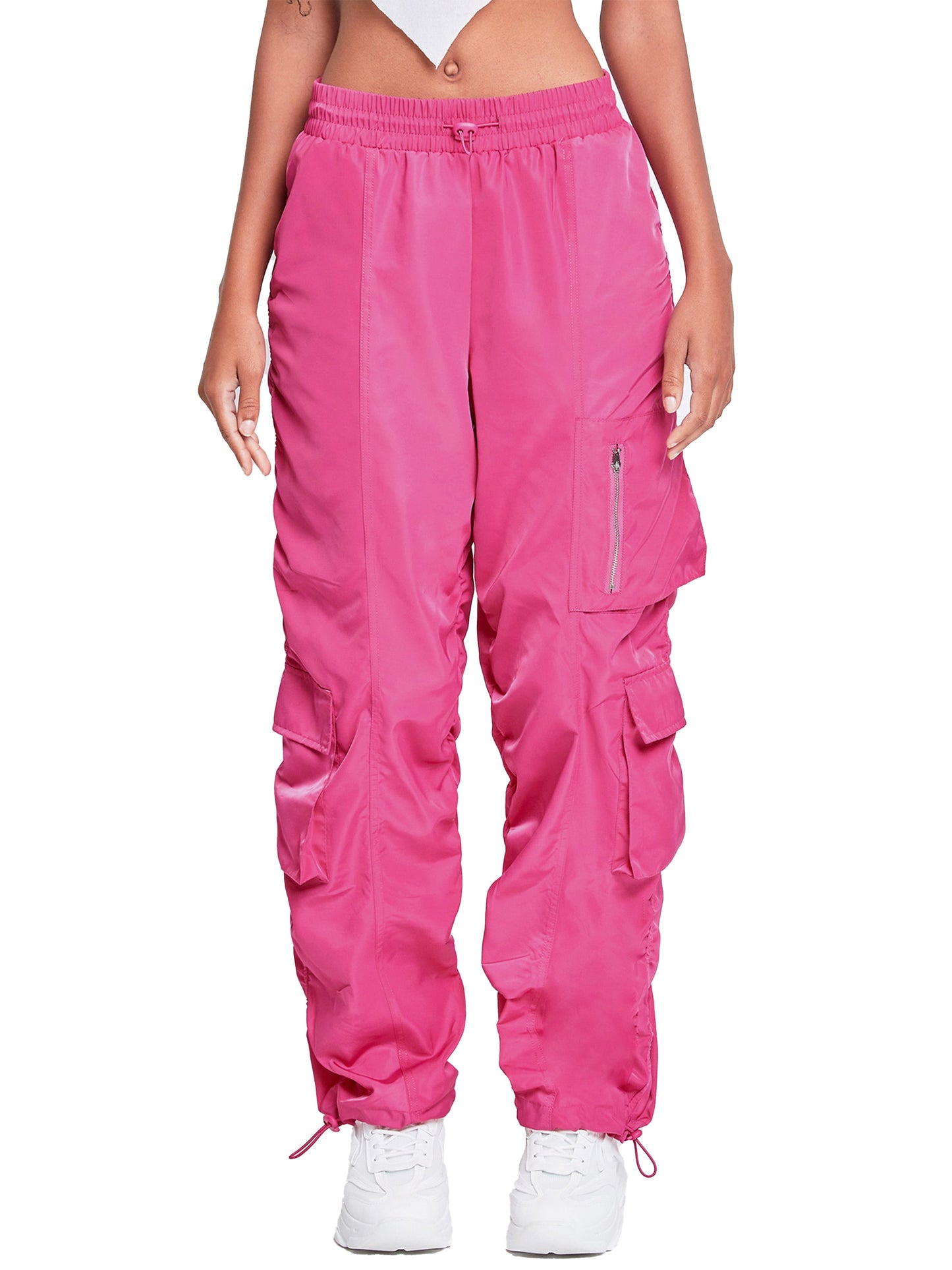 Women's Rouched Nylon Cargo Joggers