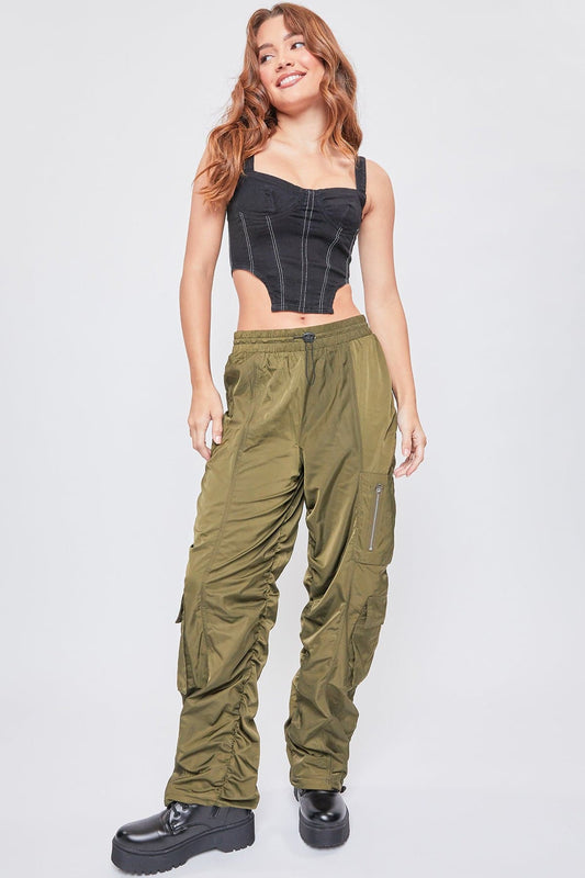 Women's Rouched Nylon Cargo Joggers