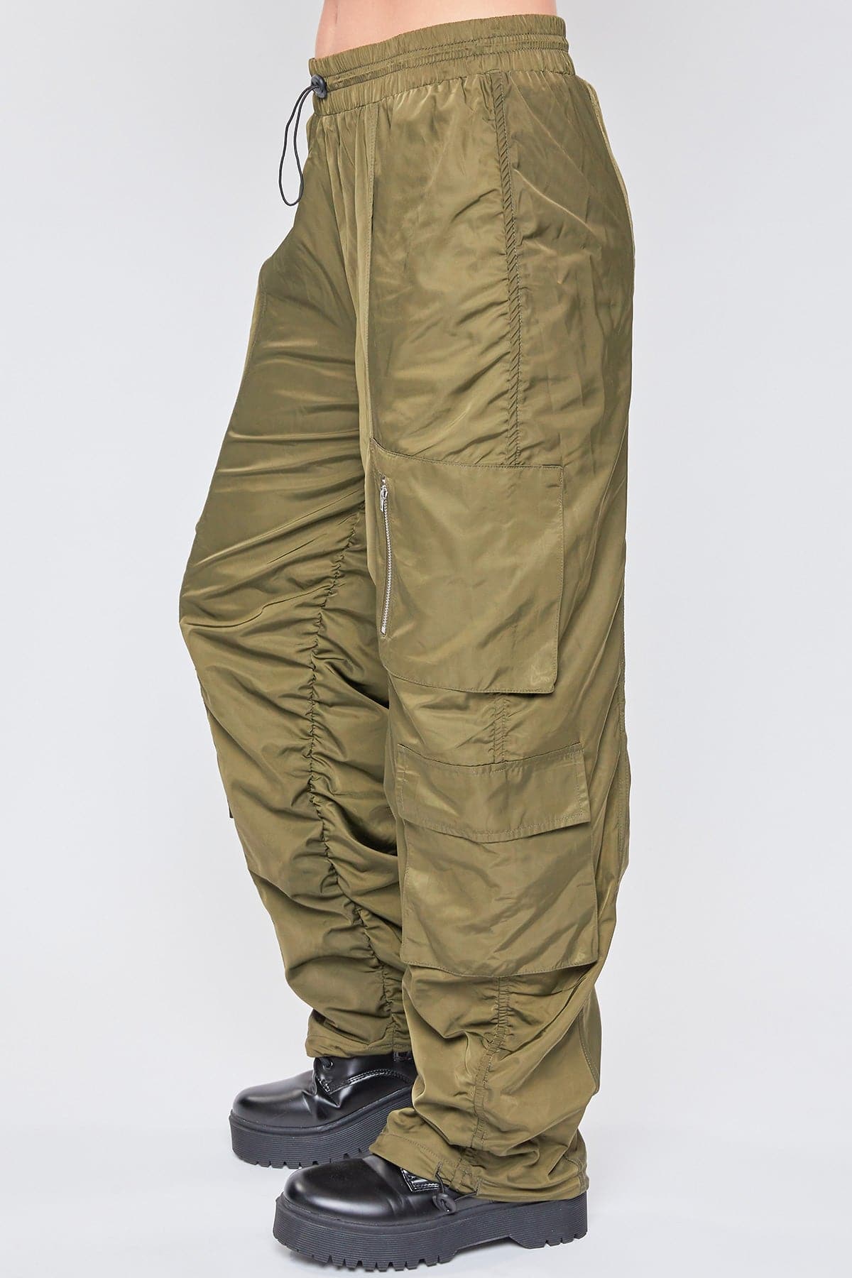 Women's Rouched Nylon Cargo Joggers