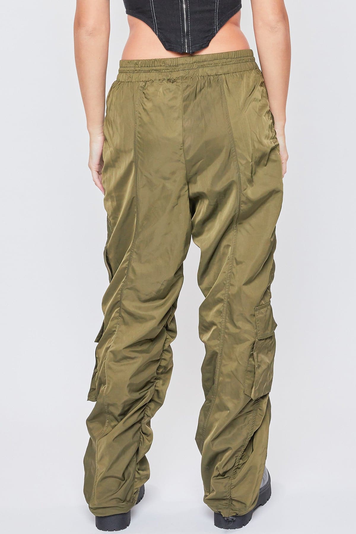 Women's Rouched Nylon Cargo Joggers
