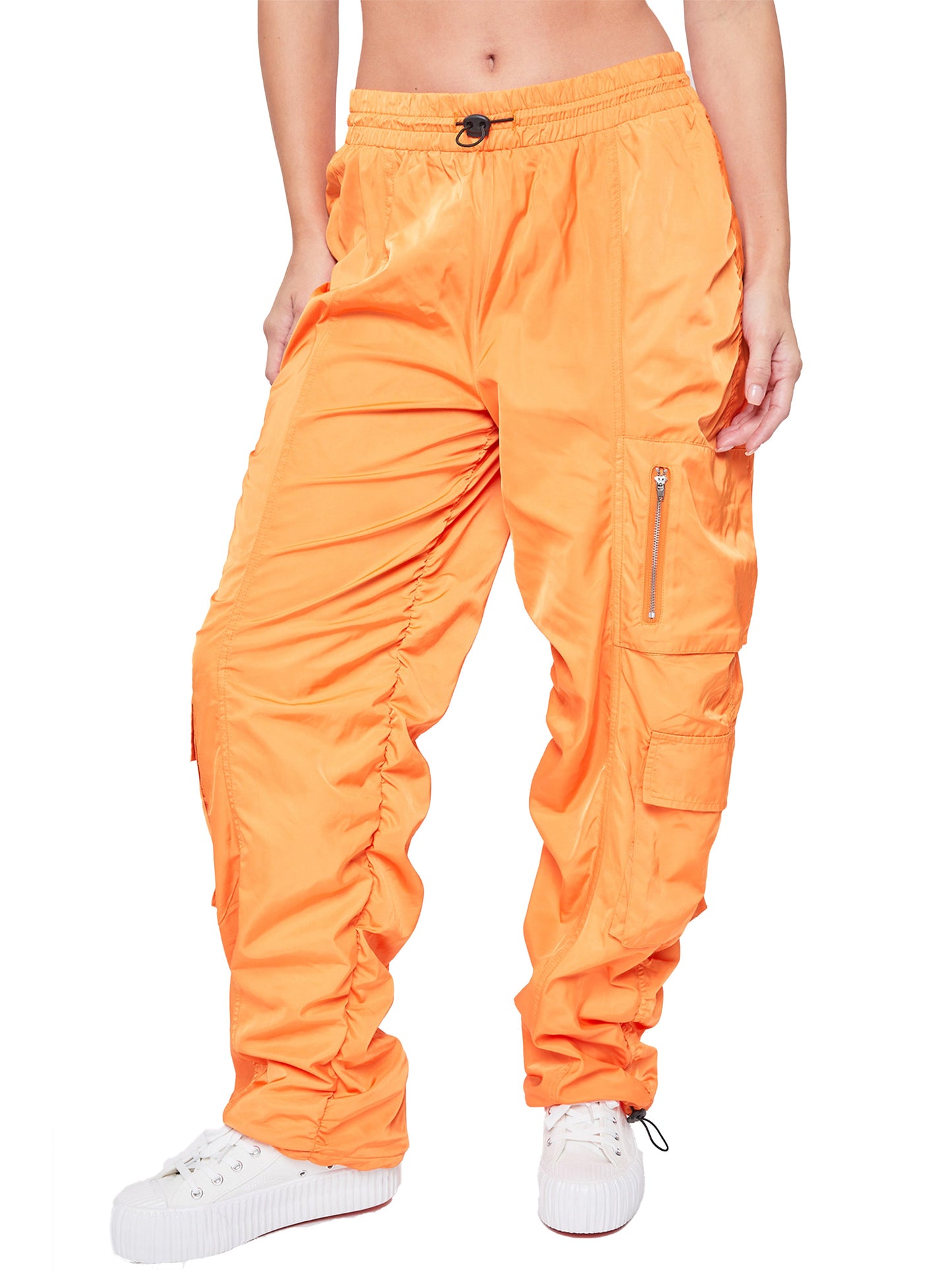 Women's Rouched Nylon Cargo Joggers