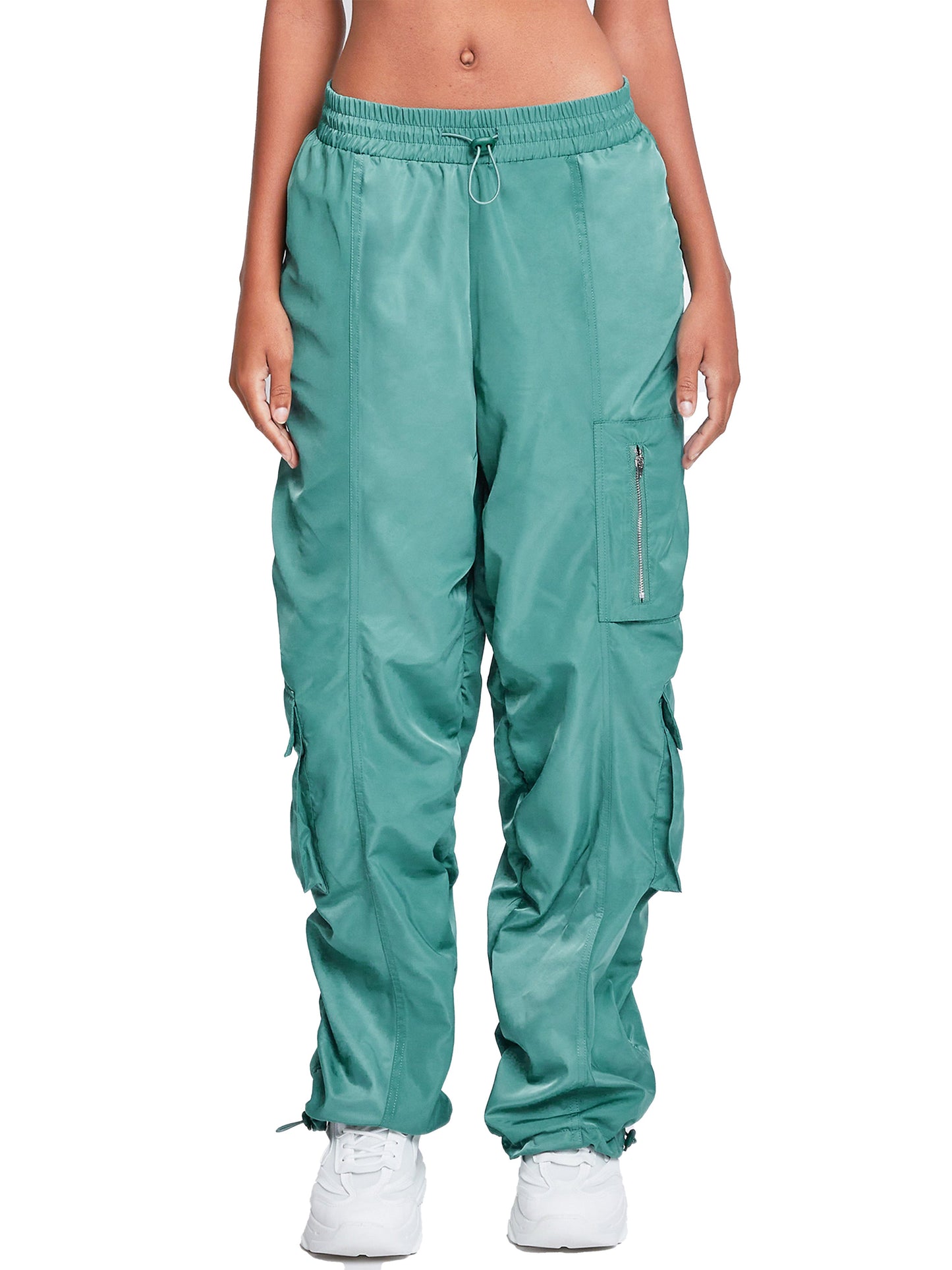 Women's Rouched Nylon Cargo Joggers