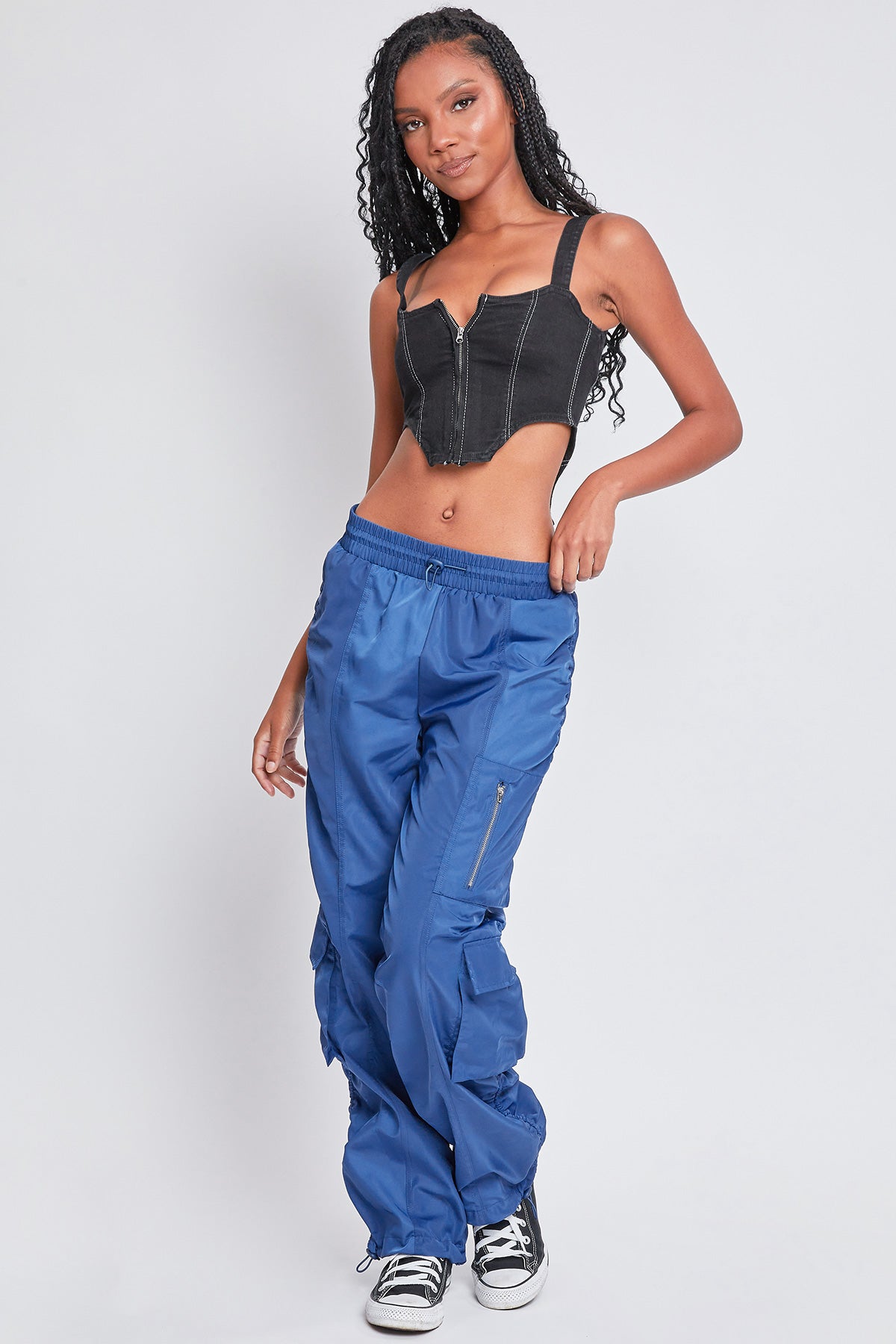 Women's Rouched Nylon Cargo Joggers