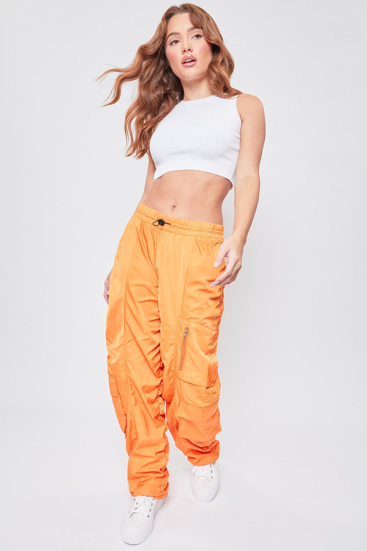 Women's Rouched Nylon Cargo Joggers