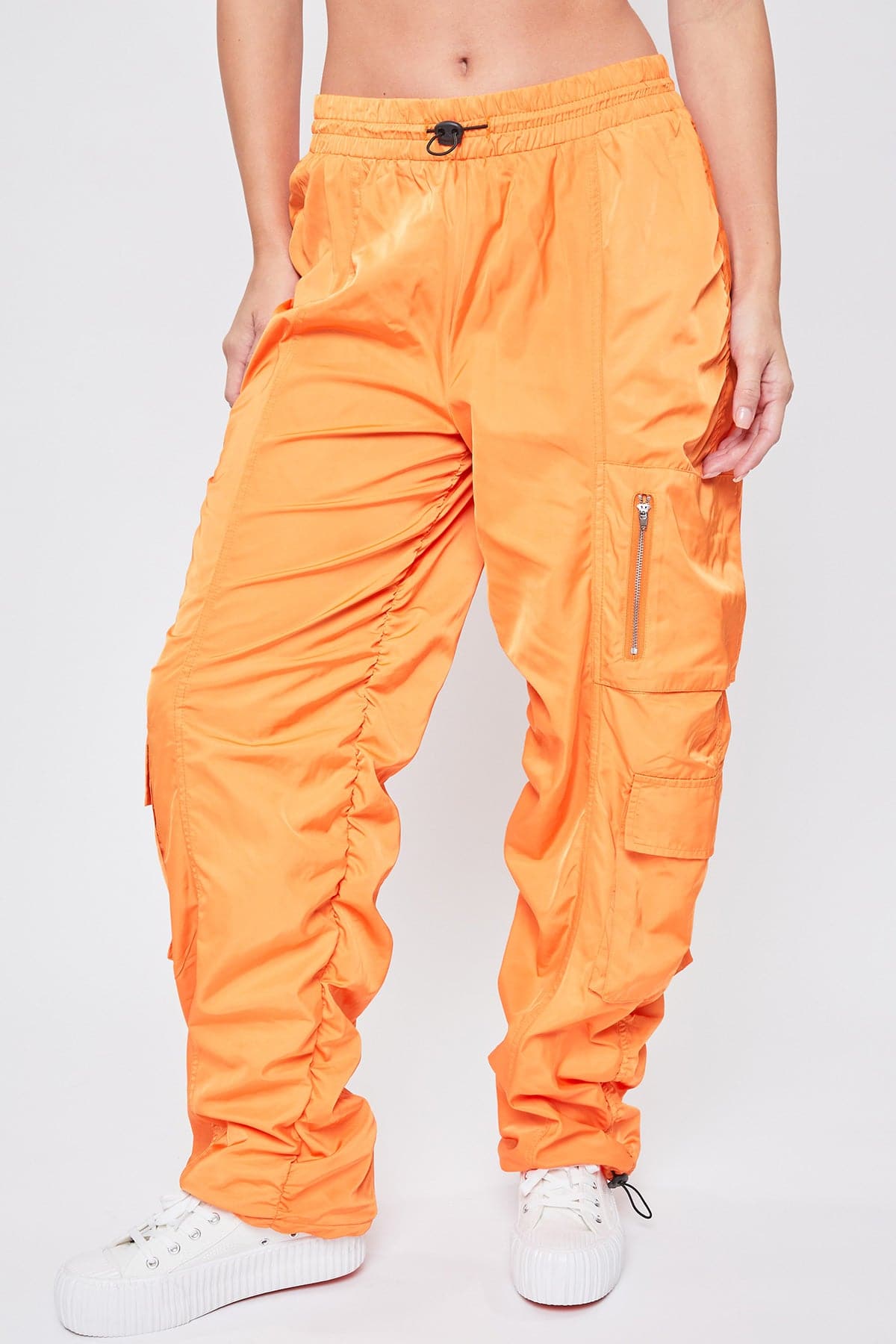 Women's Rouched Nylon Cargo Joggers
