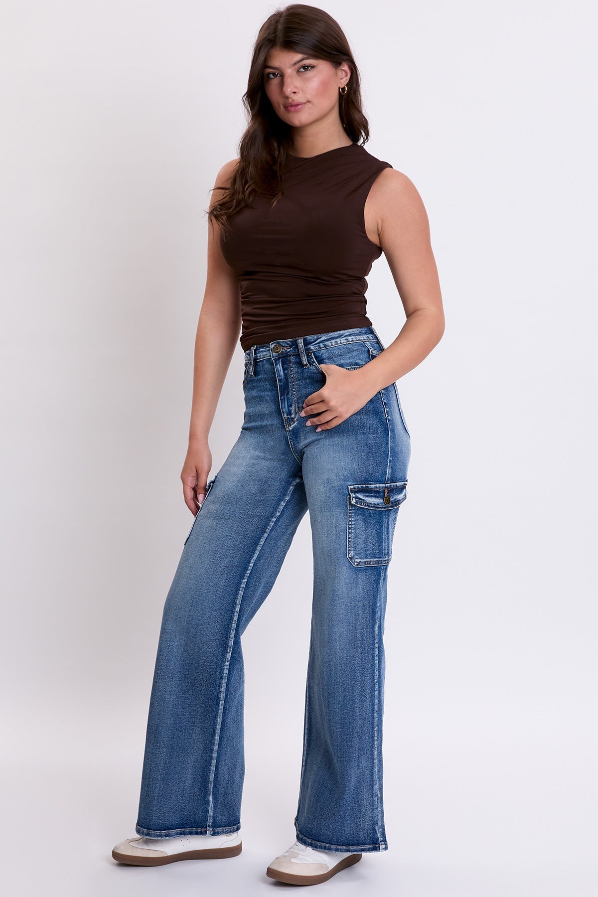 Women's Skater Cargo Wide Leg Jeans Denim