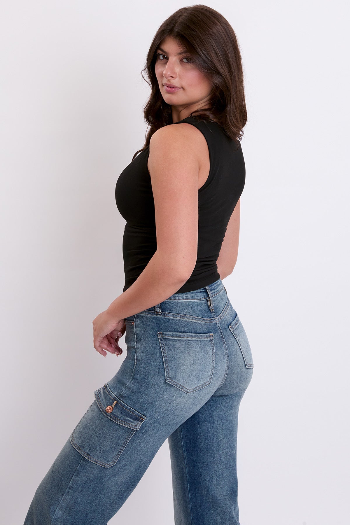 Women's Skater Cargo Wide Leg Jeans Denim