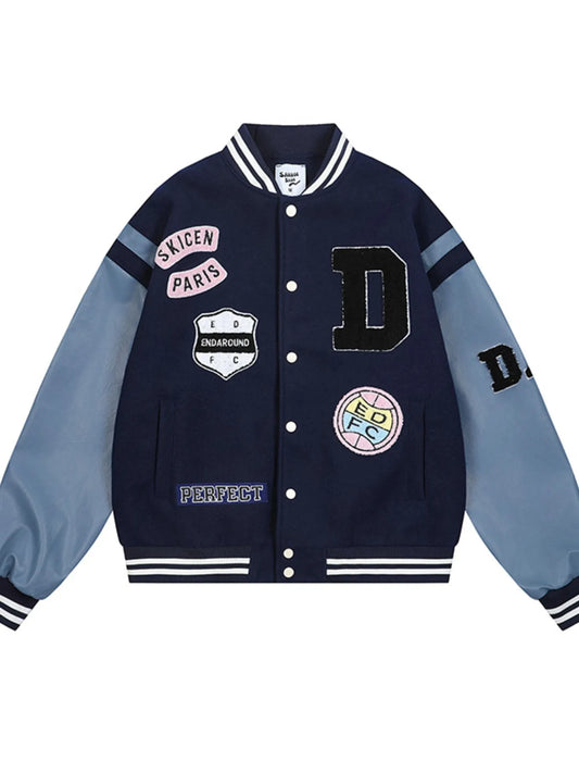 Men's Baseball Bomber Jacket with Patches