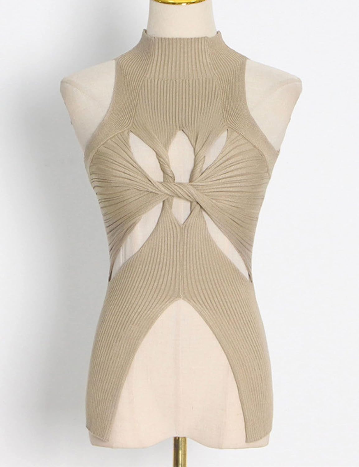 Women’s Sleeveless High Neck Cut Out Sweater